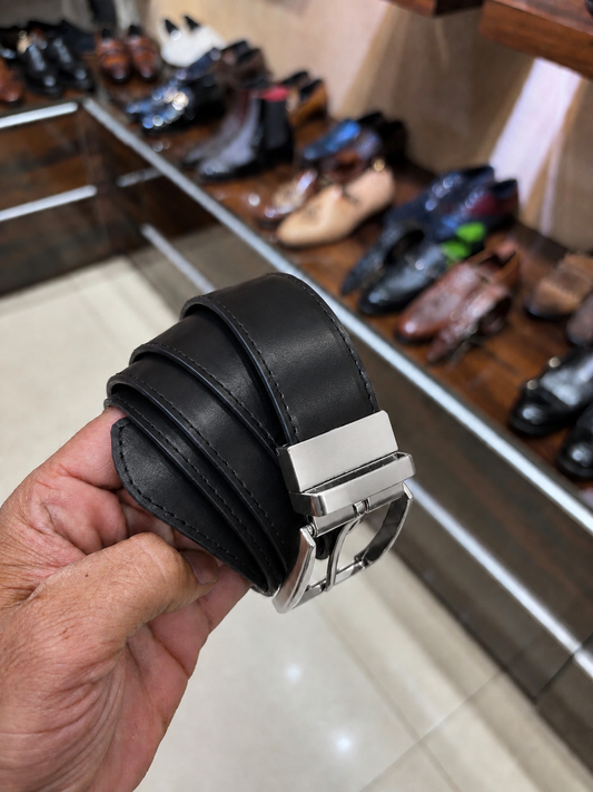 Genuine Black Calfskin Leather Belt
