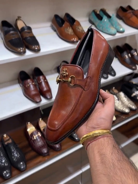Tan Bee Moccasins