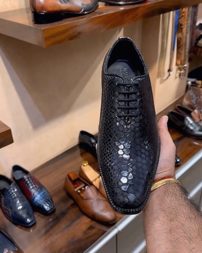 Signature Black Snake Foil Oxfords