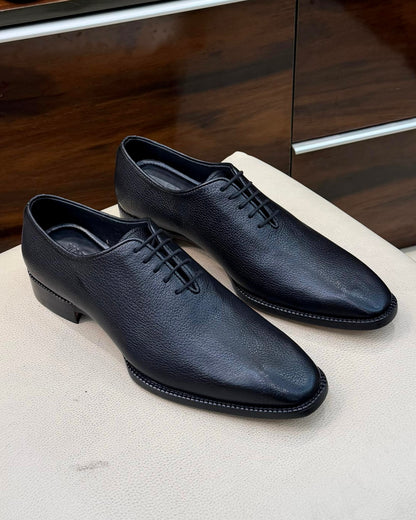 Black Full Grain Leather Wholecut Oxfords