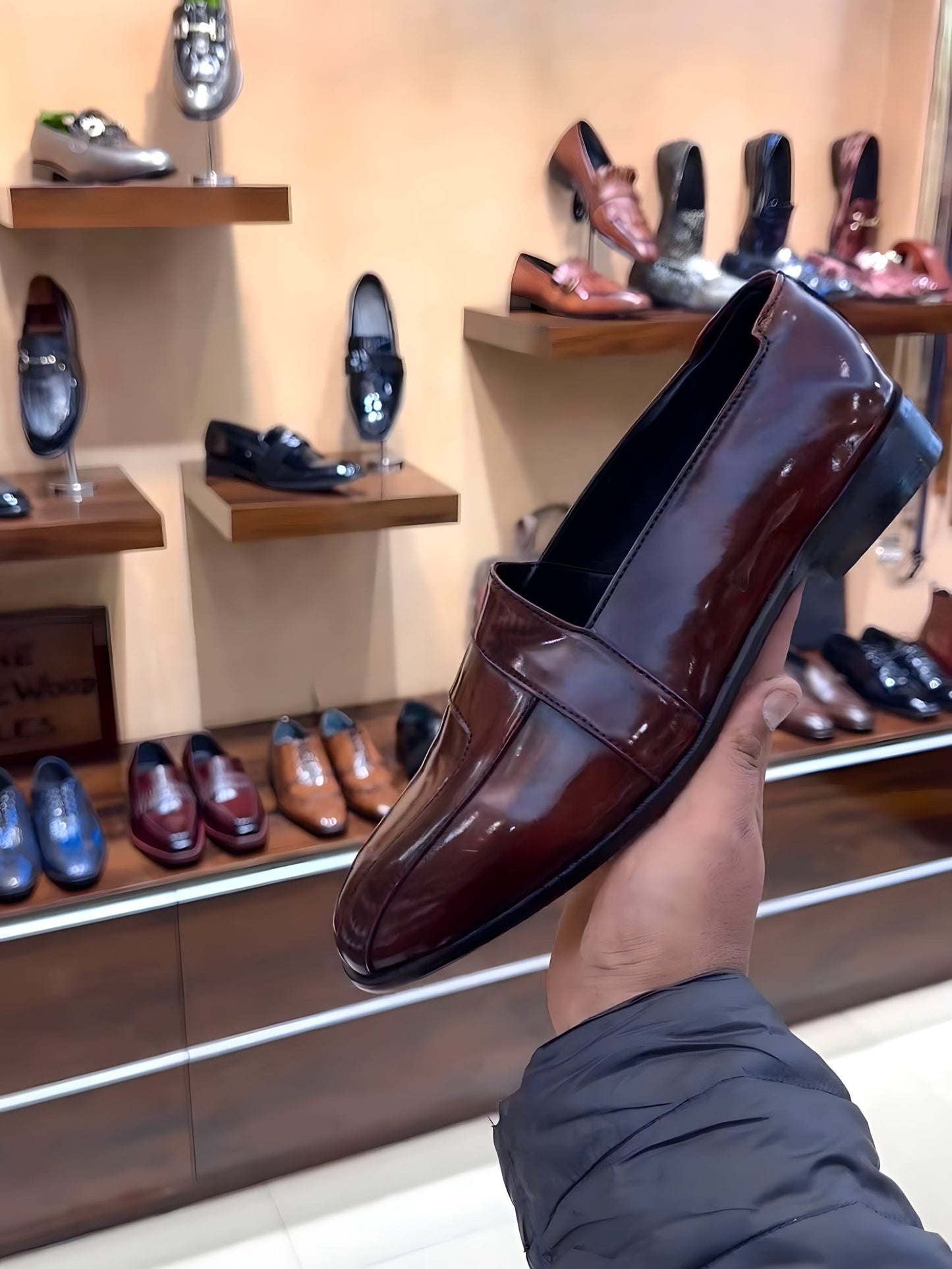 Ox-blood Indo-western Slip-ons