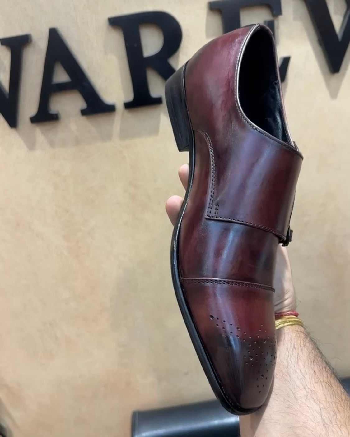 Burgundy Patina Dual-tone Double Monks