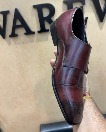 Burgundy Patina Dual-tone Double Monks