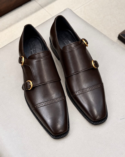 Dark Brown Double Monk Strap Shoes