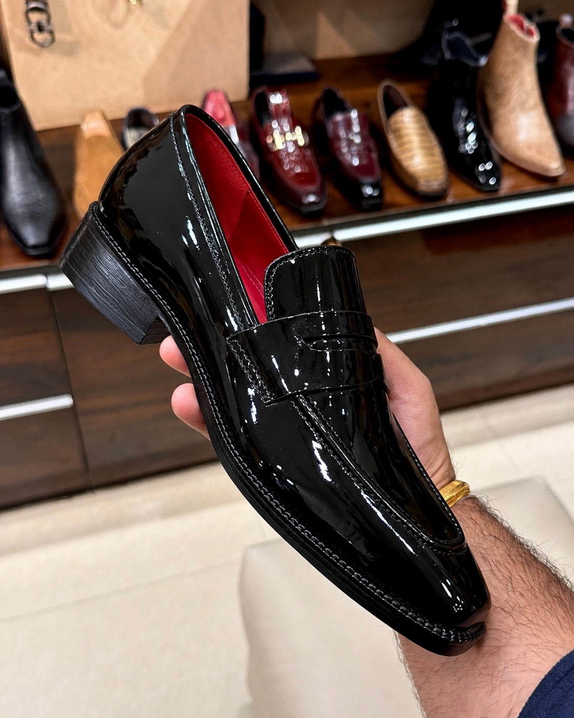 Black Patent Leather Penny Loafers - Square Toe