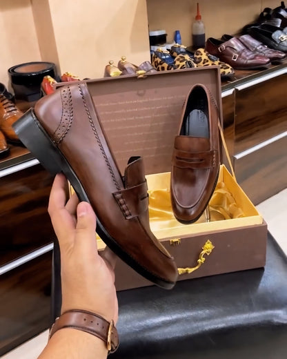 Classic Brown Patina Penny Loafers