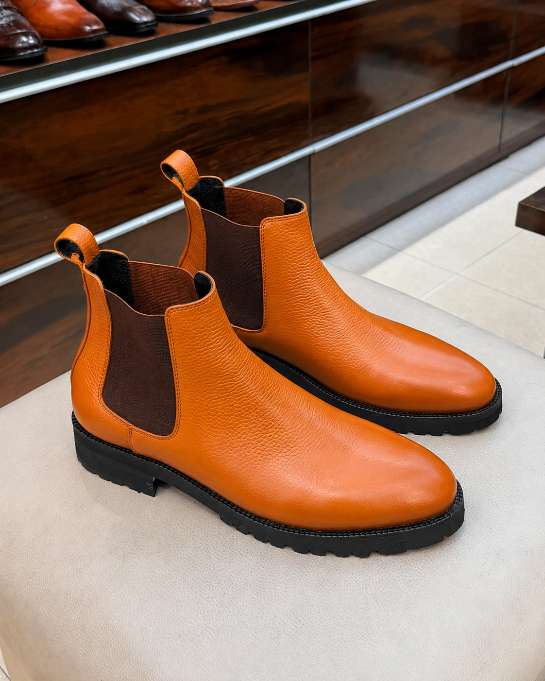 Tan Chunky Chelsea Boots