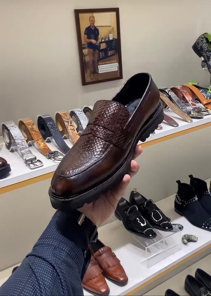 Brown Patina Boot Sole Moccasins