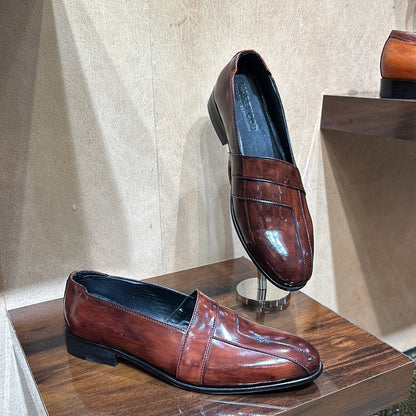 Brown Patina Peshawari Slip-ons