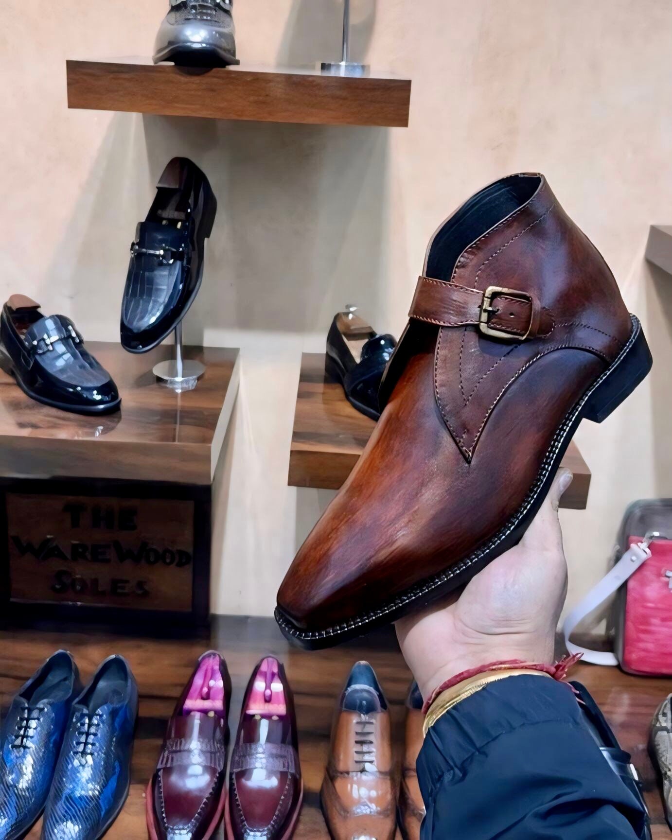 Brown Patina Single Monk Strap Boots