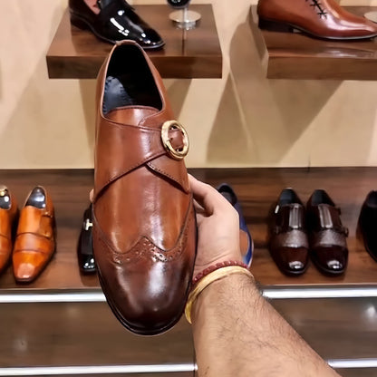 Tan Wing-tip Single Monks
