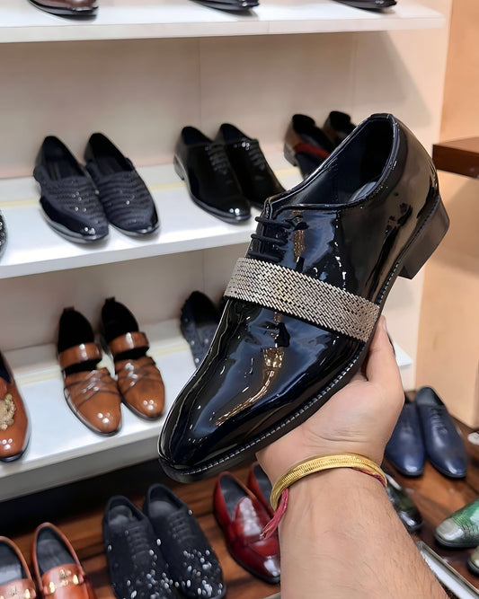 Luxe Edition Patent Oxfords with Silver Strap