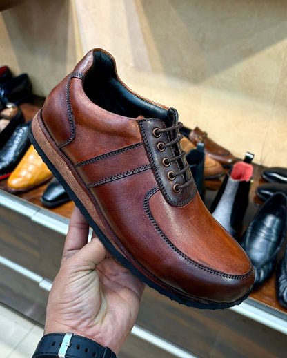 Burnished Tan Sneakers with Eva Sole