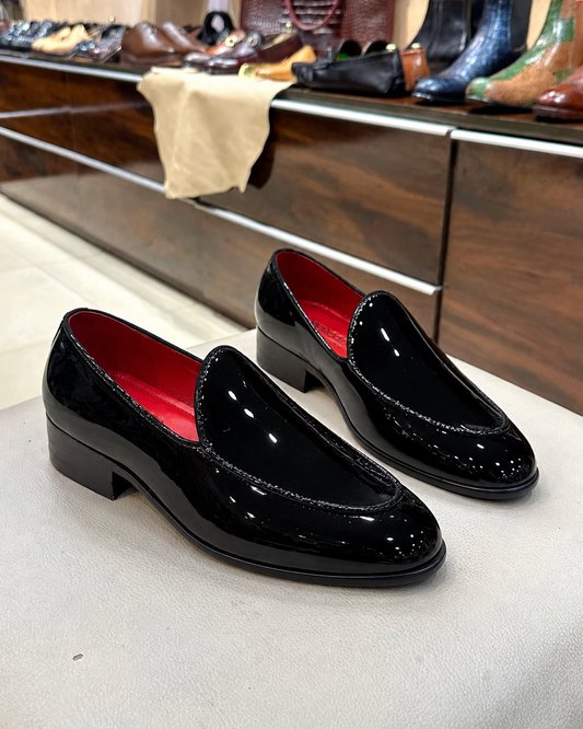 Black Patent Leather Belgian Loafers