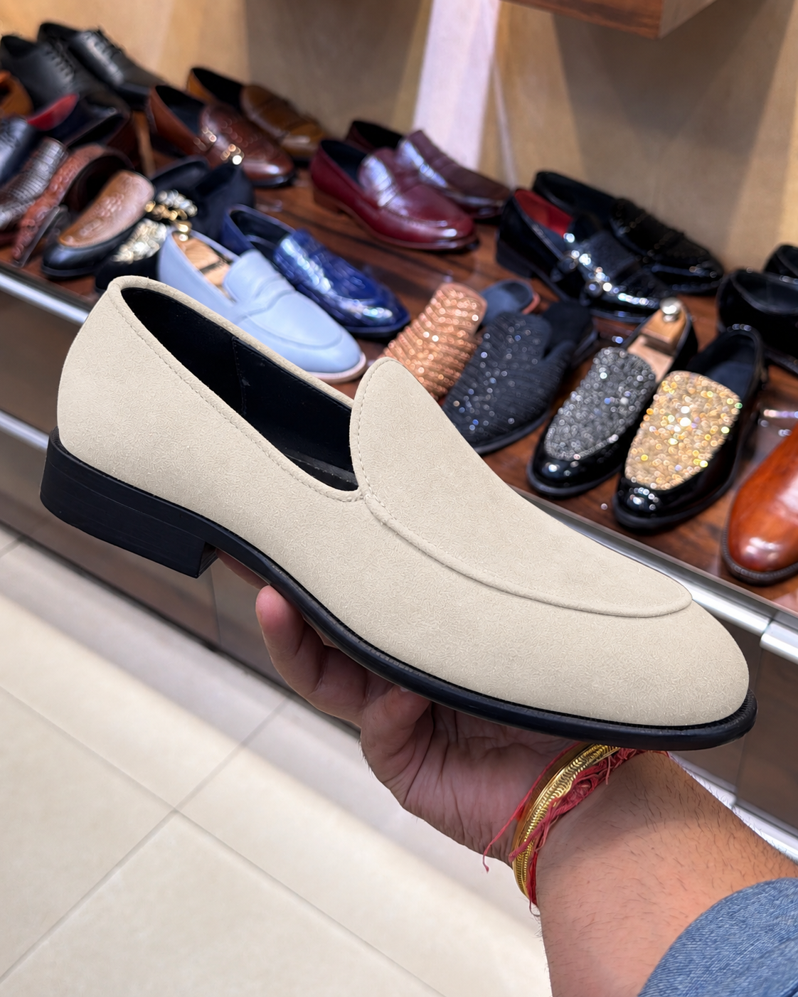 Beige Suede Belgian Loafers