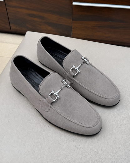 Grey Suede Driving Loafers