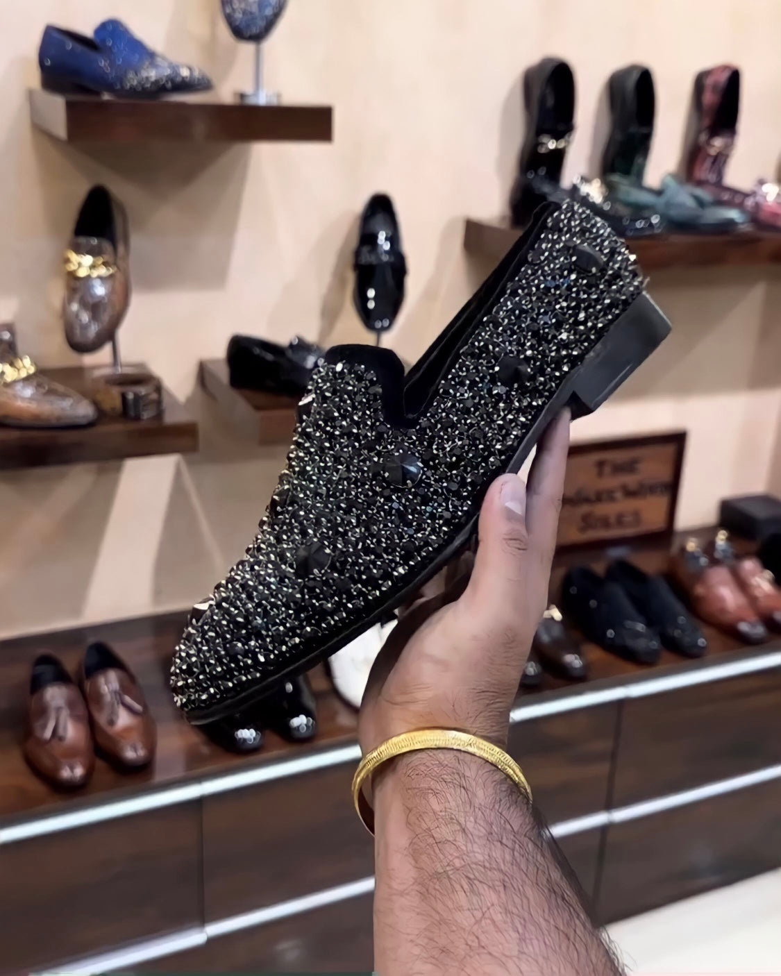 Obsidian Black Diamond Studded Moccasins