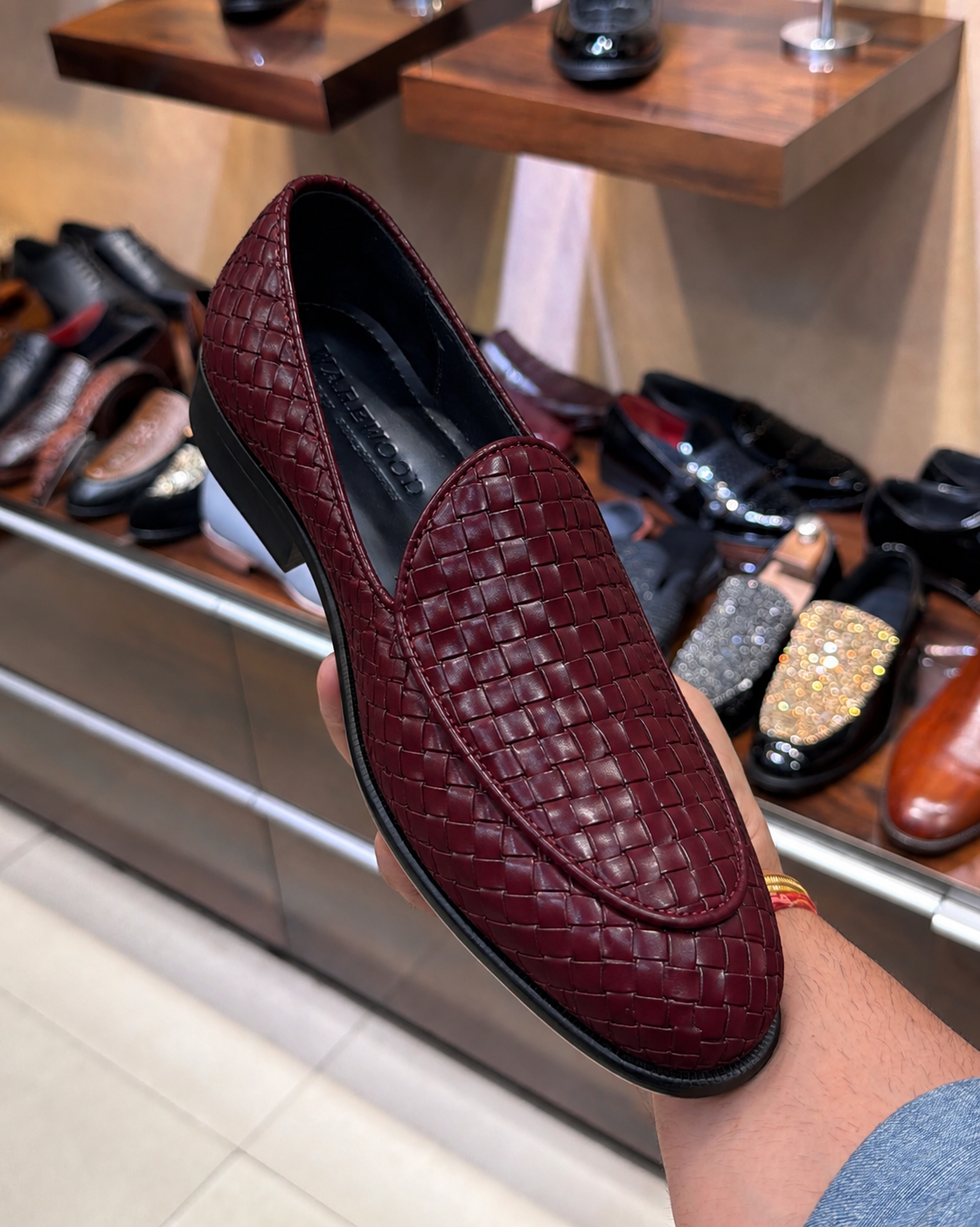 Burgundy Hand-woven Leather Belgian Loafers