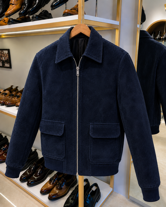 Navy Blue Suede Jacket