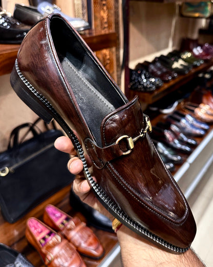 Dark Brown Patina Finish Loafers