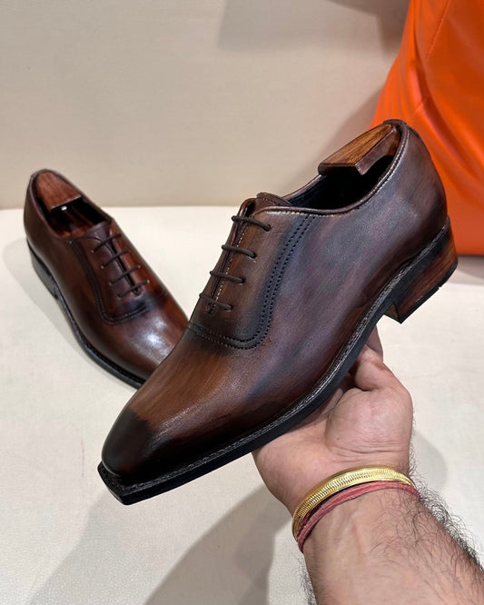 Two-tone Wood Finish Oxfords - Goodyear Welted