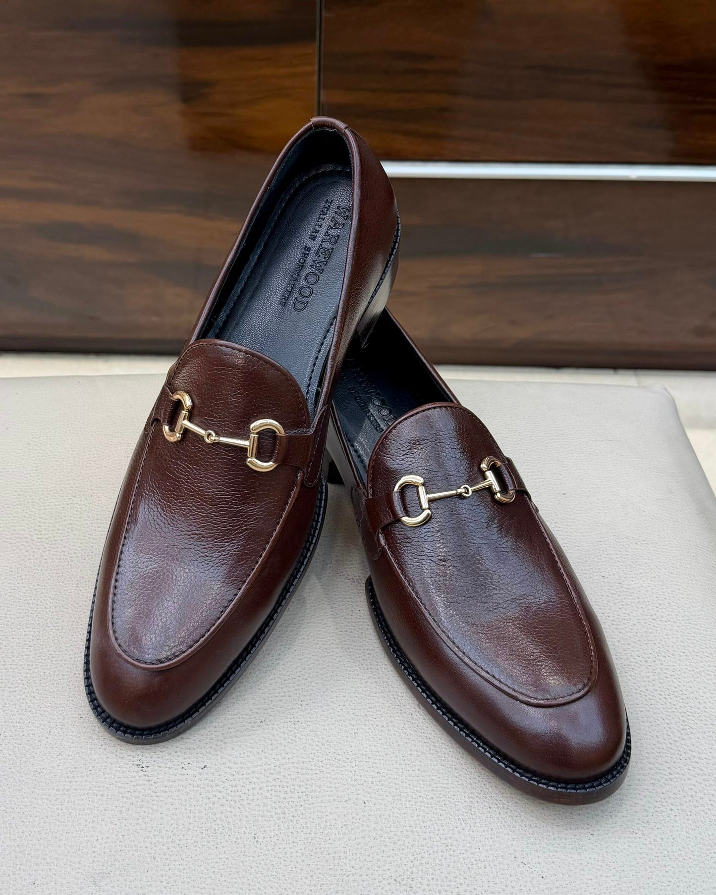 Brown Full Grain Leather Horsebit Loafers with 270 Degree Welted Sole