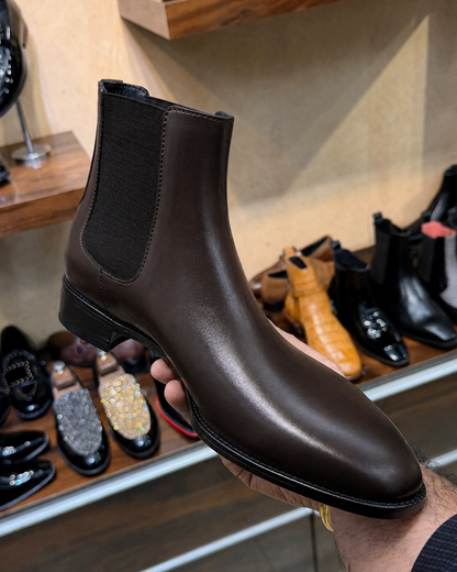 Dark Brown Italian Shape Chelsea Boots