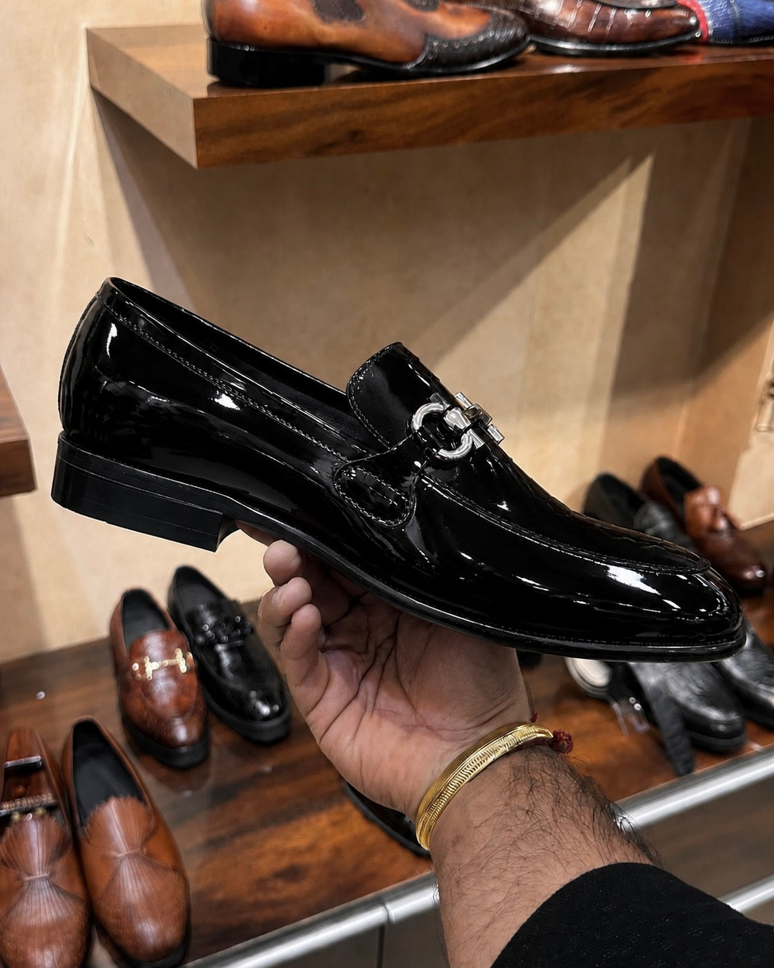 Classic Black Patent Leather Horsebit Loafers