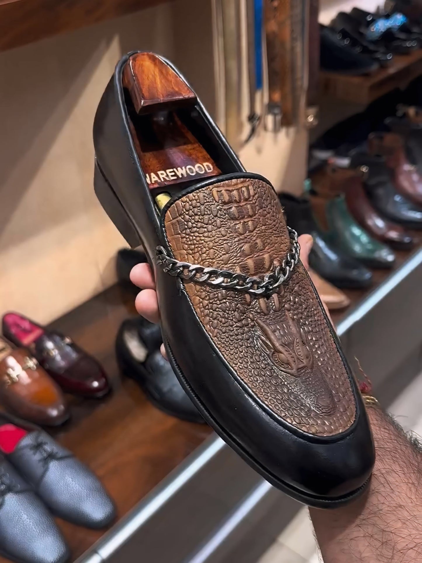 Limited Edition Crocodile Scaled Spectator Moccasins
