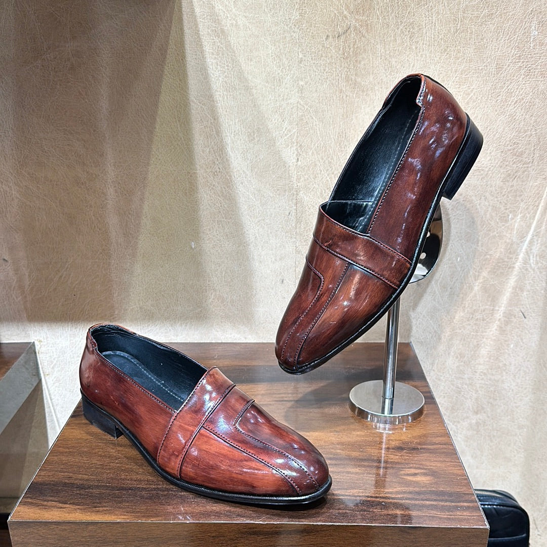 Brown Patina Peshawari Slip-ons