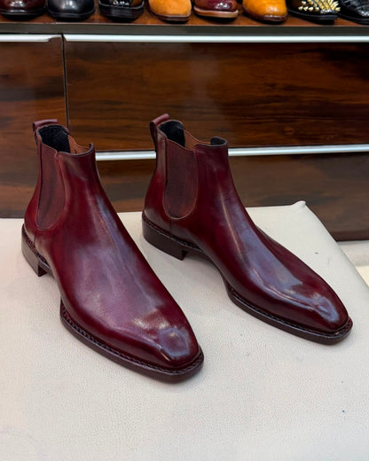 Ox-blood Chelsea Boots With Italian Toe