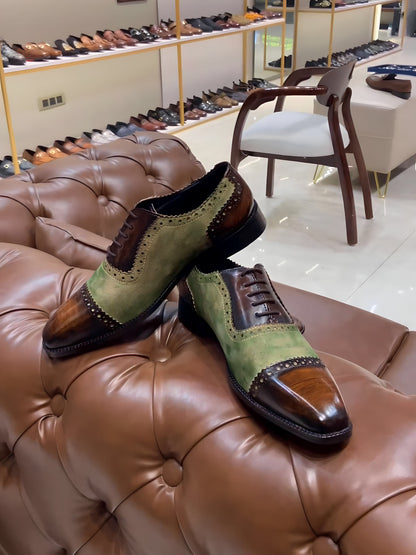 Brown Patina Spectator Captoe Oxfords
