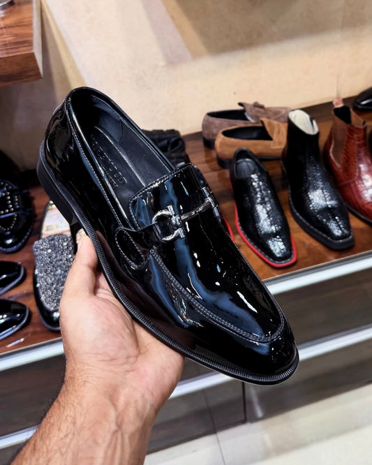 Black Patent Leather Horsebit Loafers