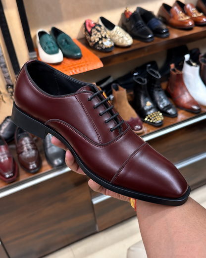 Burgundy Cap Toe Oxfords