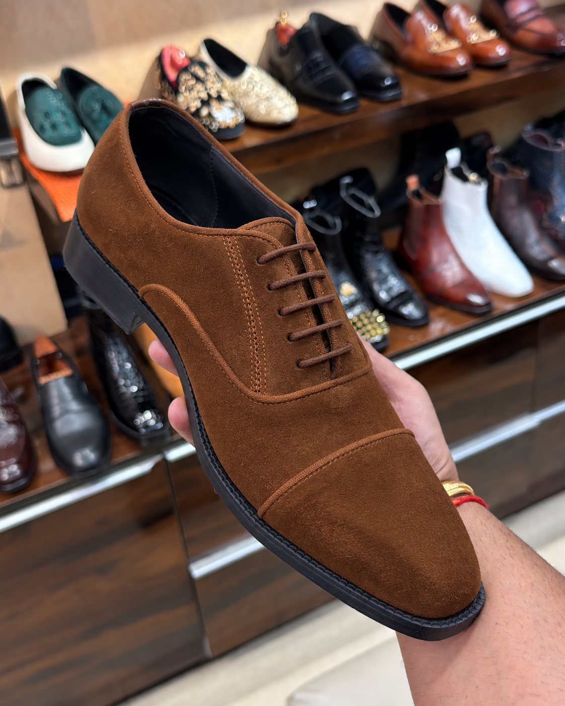 Tobacco Suede Cap Toe Oxfords