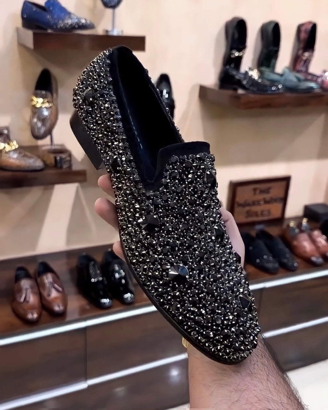 Obsidian Black Diamond Studded Moccasins