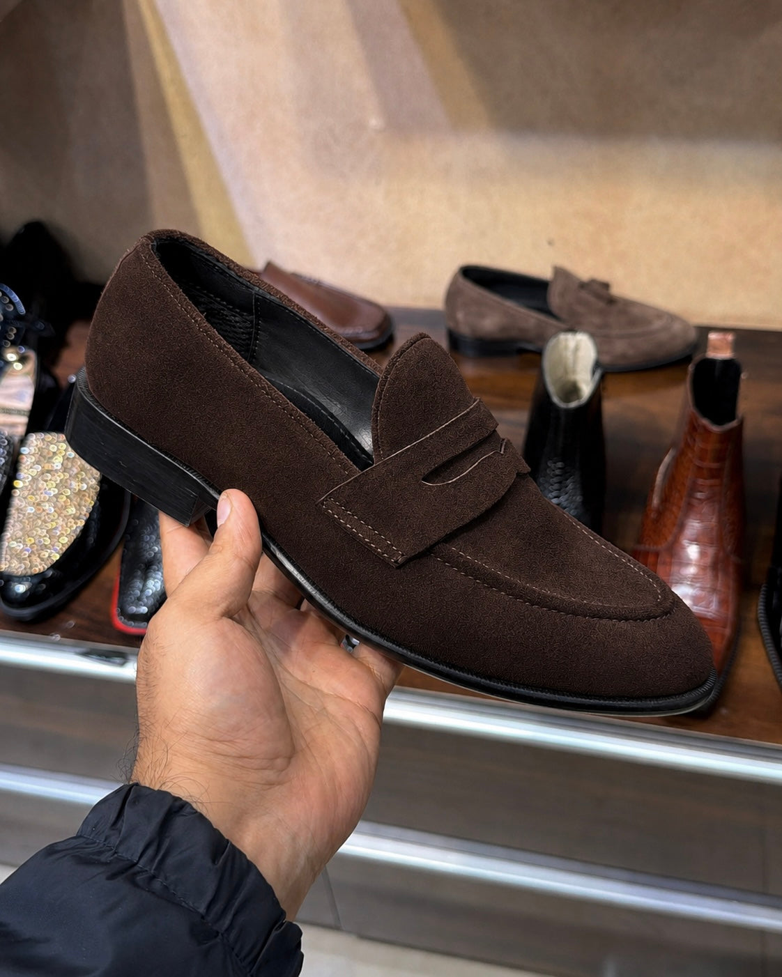 Classic Brown Suede Penny Loafers