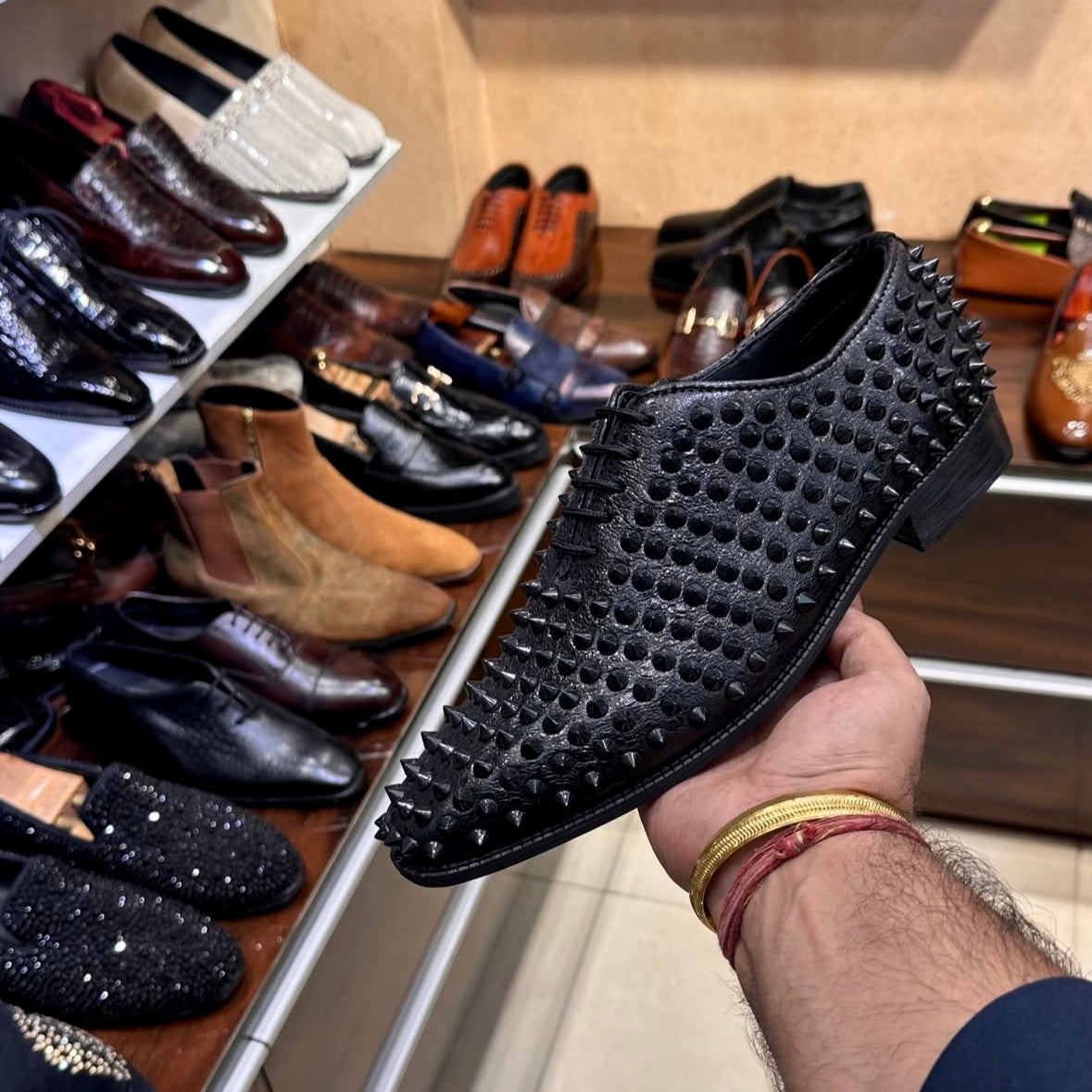 Black Studded Wholecut Oxfords