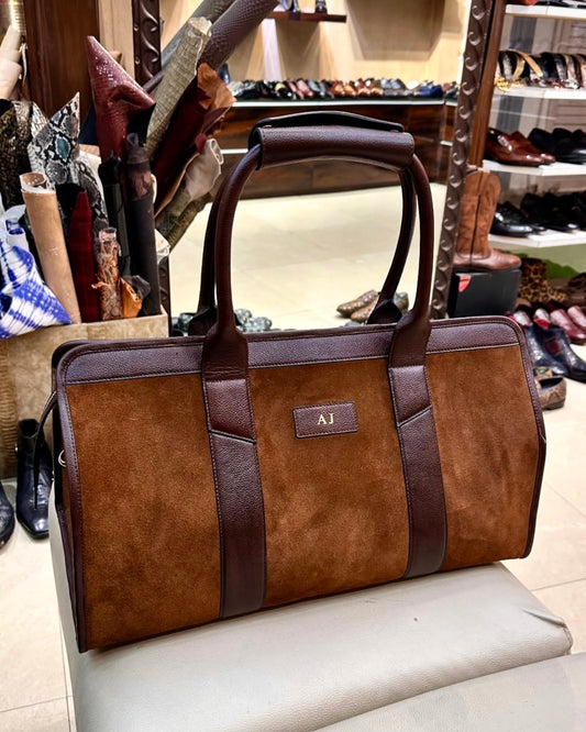 Two-tone Italian Suede Duffel Bag