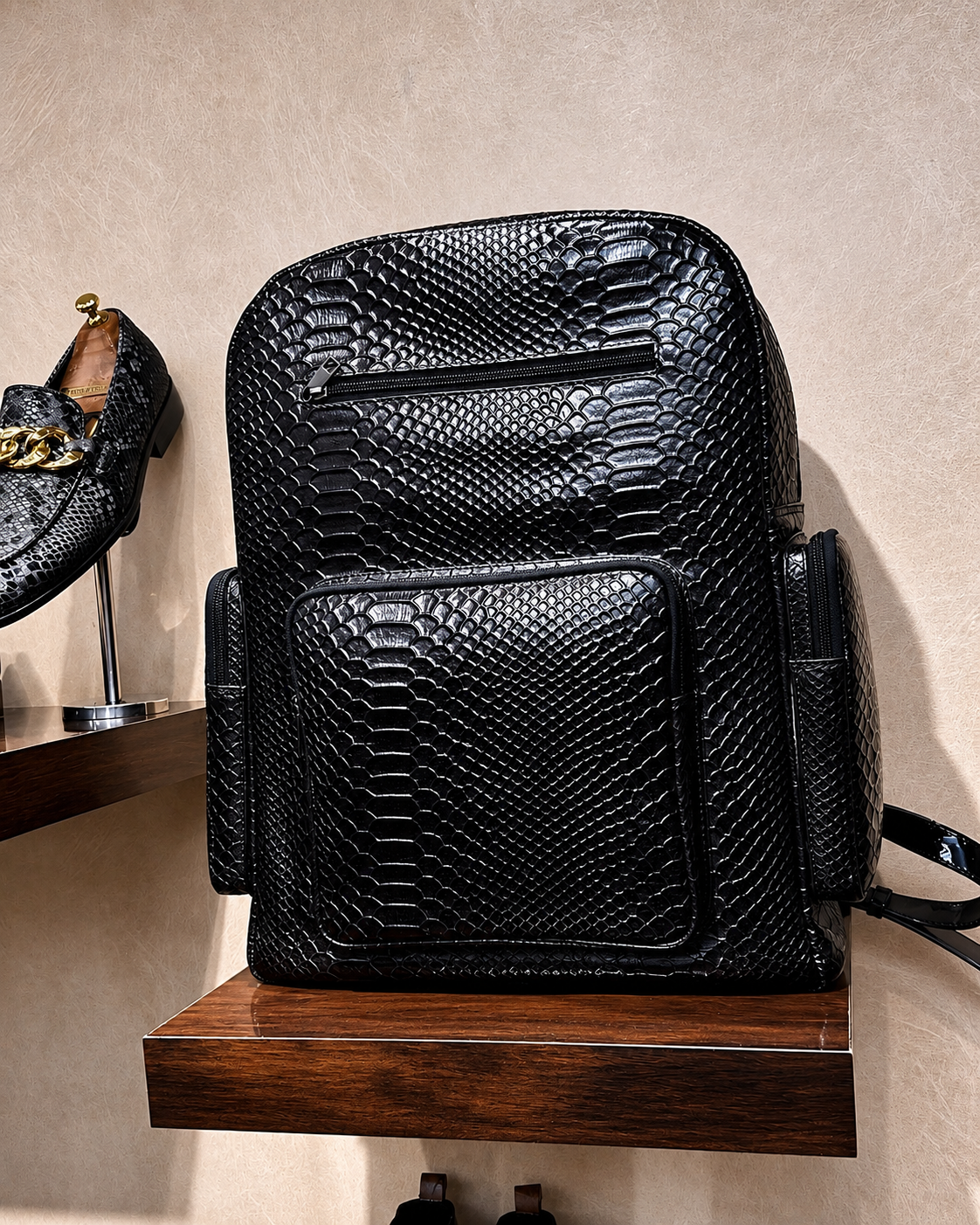 Black Cobra Scaled Backpack
