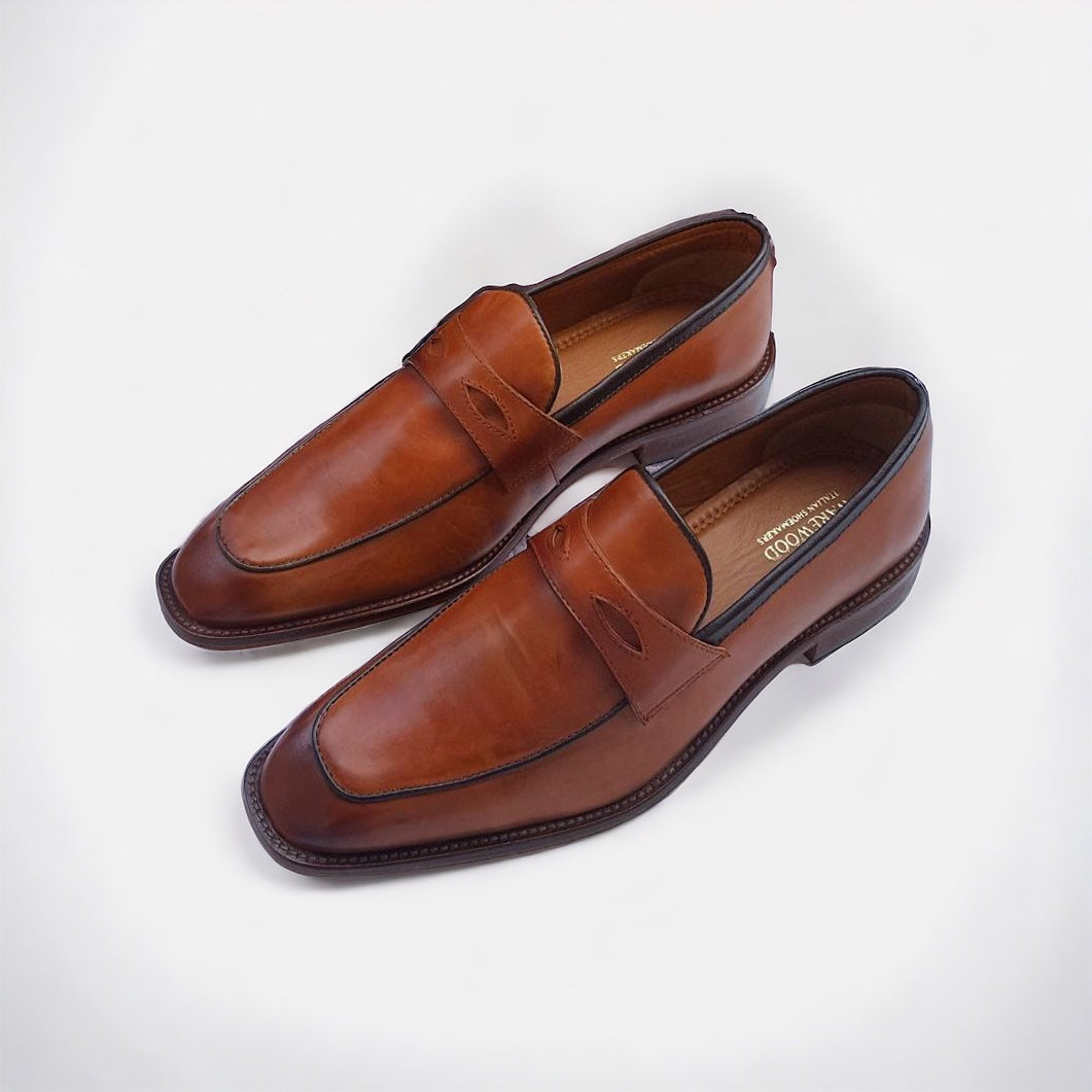 Hand-painted Italian Crust Leather Saddle Moccasins