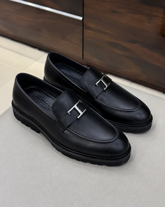Black chunky loafers
