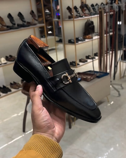 black horsebit loafers