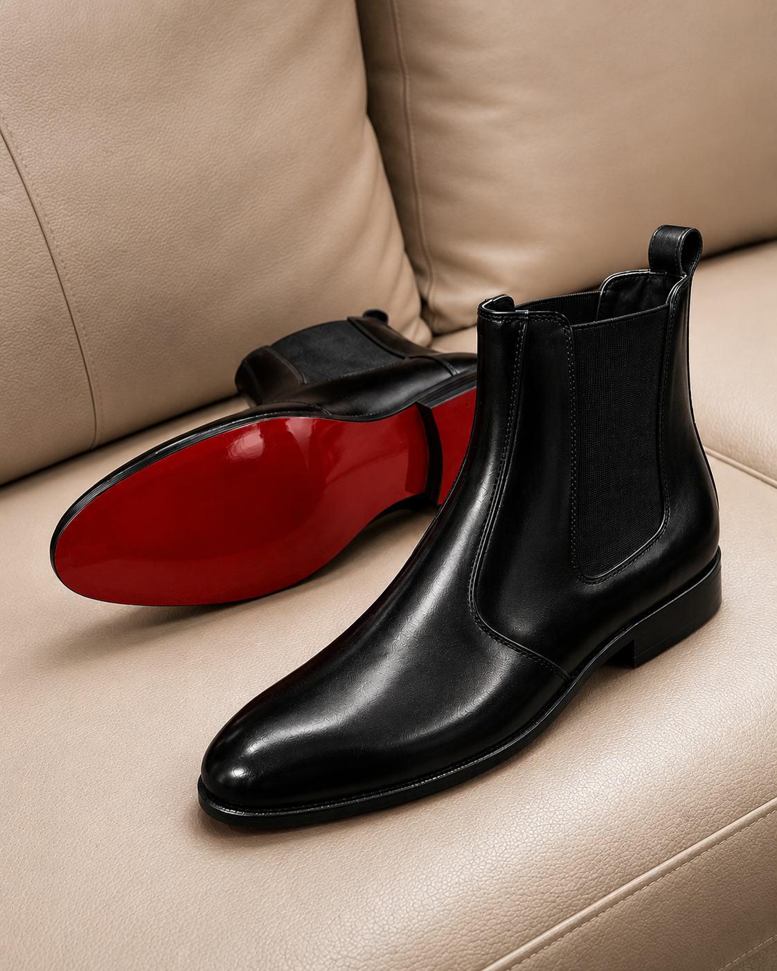Red bottom chelsea boots