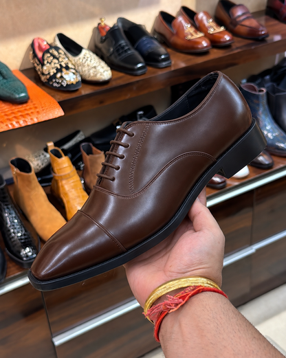Medium Brown Cap Toe Oxfords