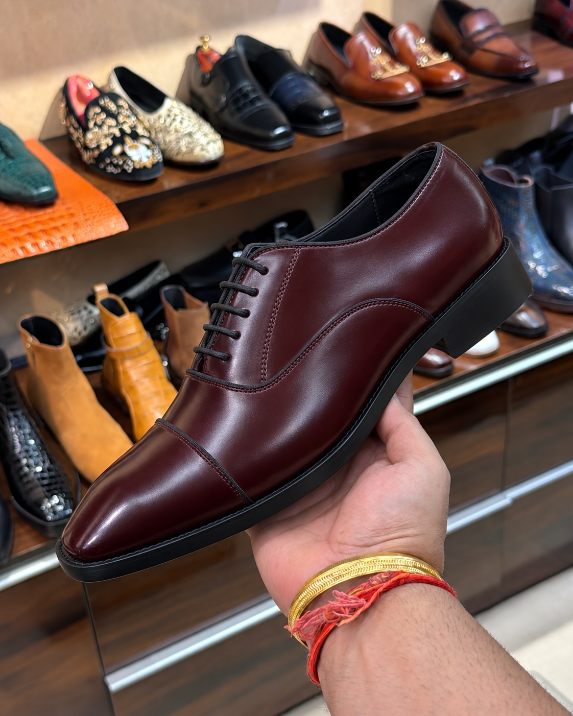 Burgundy Cap Toe Oxfords