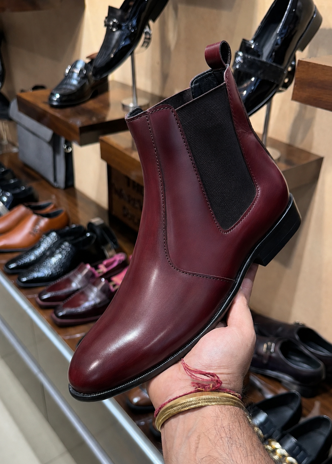 Burgundy chelsea boots