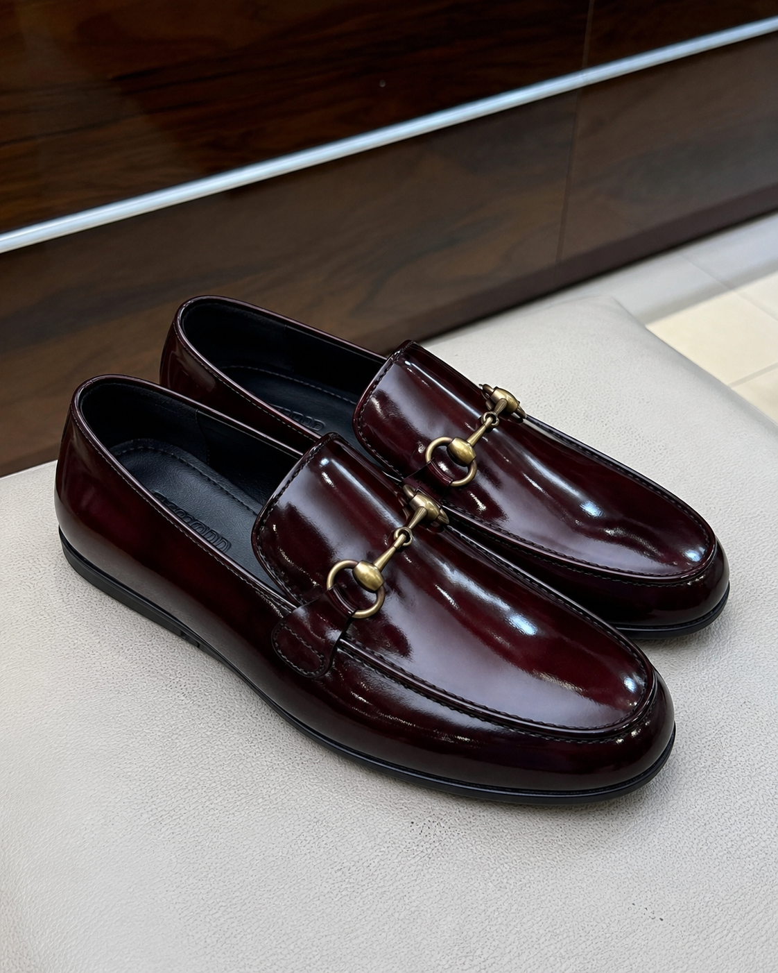 Burgundy driving loafers