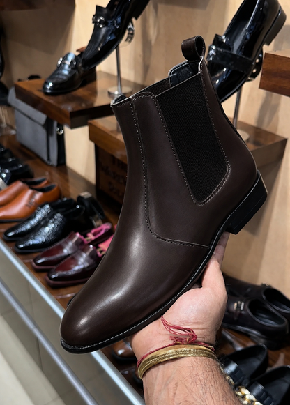 Dark brown chelsea boots for men