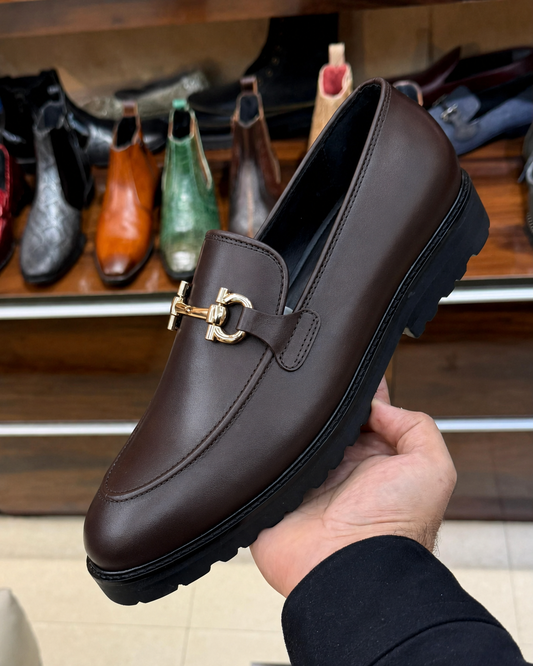 Dark brown chunky loafers